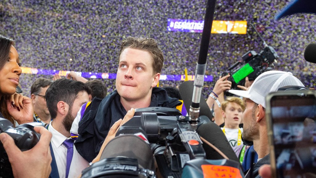 LSU Quarterback Joe Burrow after winning the The LSU Tigers take on The Clemson Tigers in the 2020 College Football Playoff National Championship. Monday, Jan. 13, 2020.