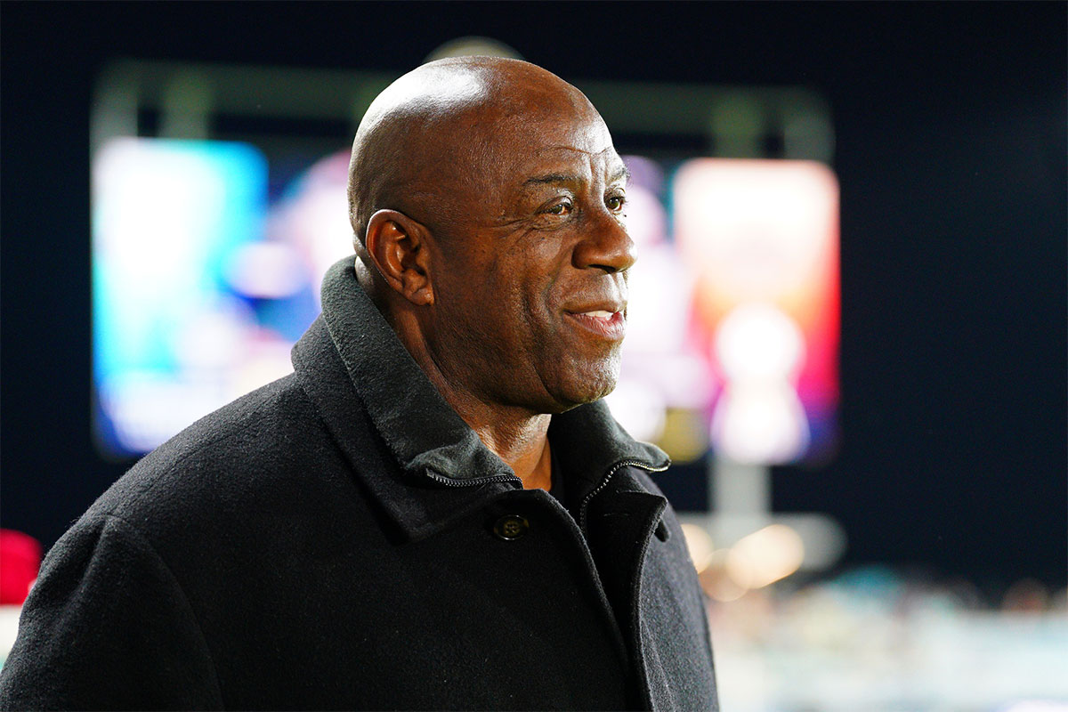 Magic Johnson attends the 2024 NVSL Championship Game at CPKC Stadium.