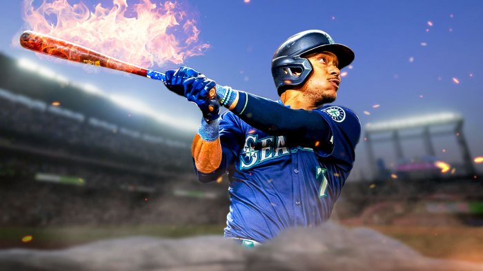 Jorge Polanco (Mariners) hitting and with his bat on fire.