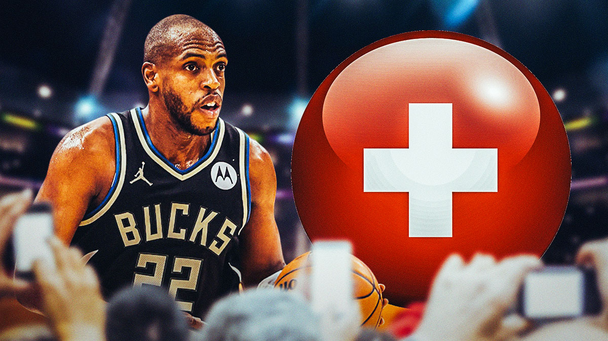 Bucks' Khris Middleton with medical Red Cross symbol