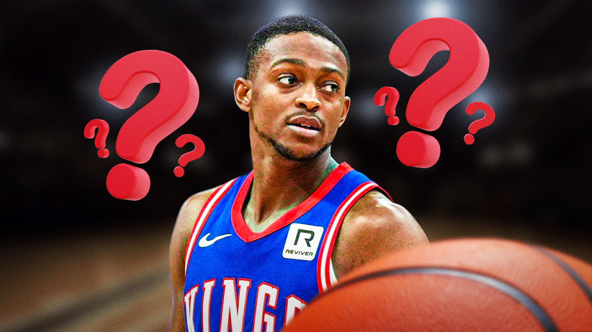 Kings PG De'Aaron Fox surrounded by question marks