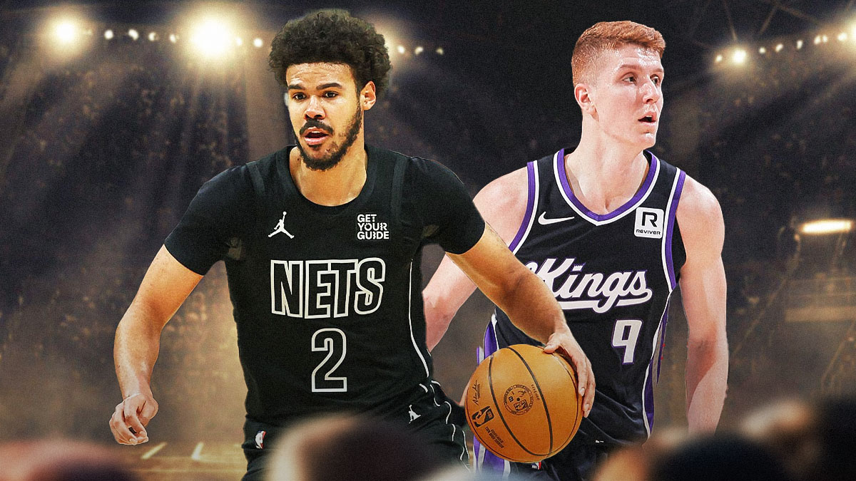 Cam Johnson in Nets uniform, Kevin Huerter in Kings uniform