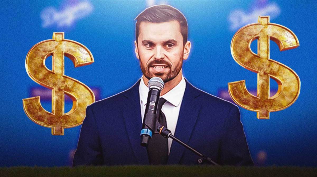 Dodgers GM Brandon Gomes with dollar signs next to him