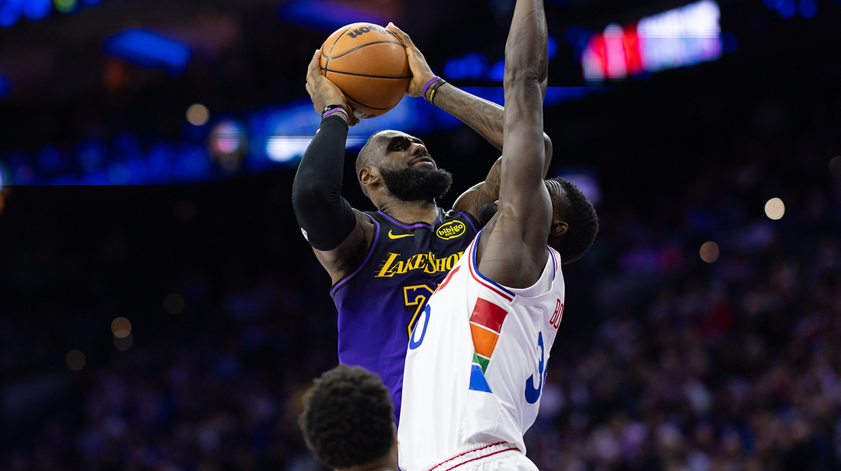 Lakers Next LeBron James Attacks 76ers' Adem Bona