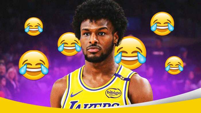 Lakers G Bronny James surrounded by laughing emojis