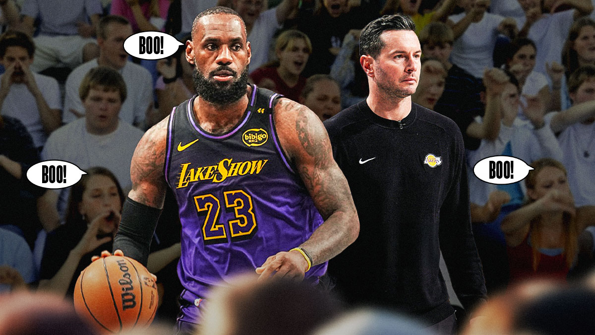 Lakers' LeBron James and JJ Redick with fans booing them