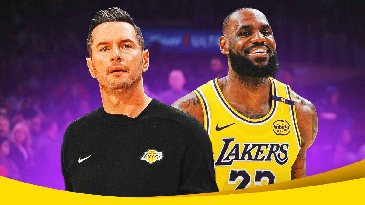 LA Lakers coach JJ Redick alongside LA Lakers player LeBron James, Wizards