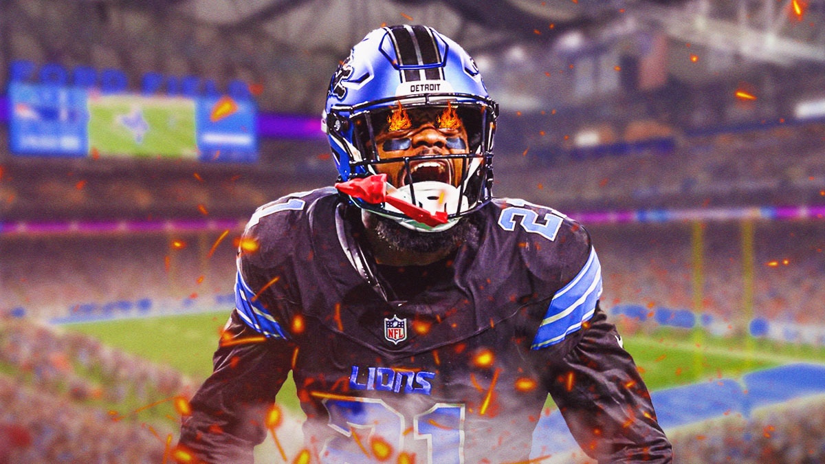 Photo: Amik Robertson looking fired up in Lions jersey with fire in his eyes