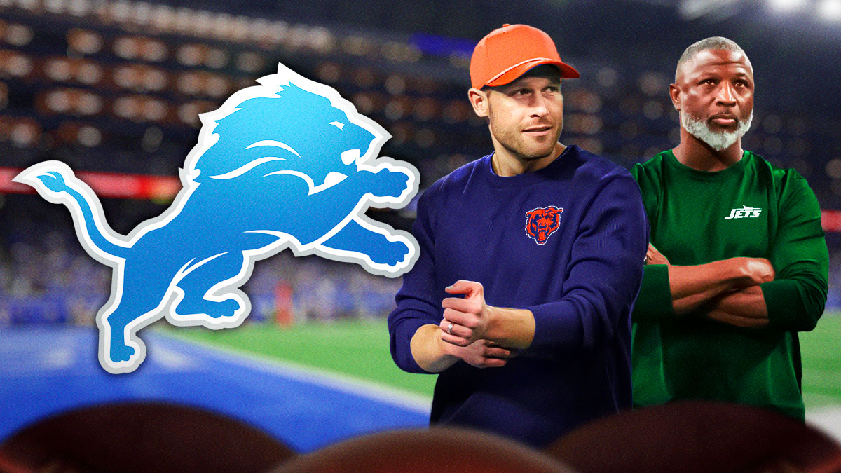 Lions logo next to Ben Johnson and Aaron Glenn.