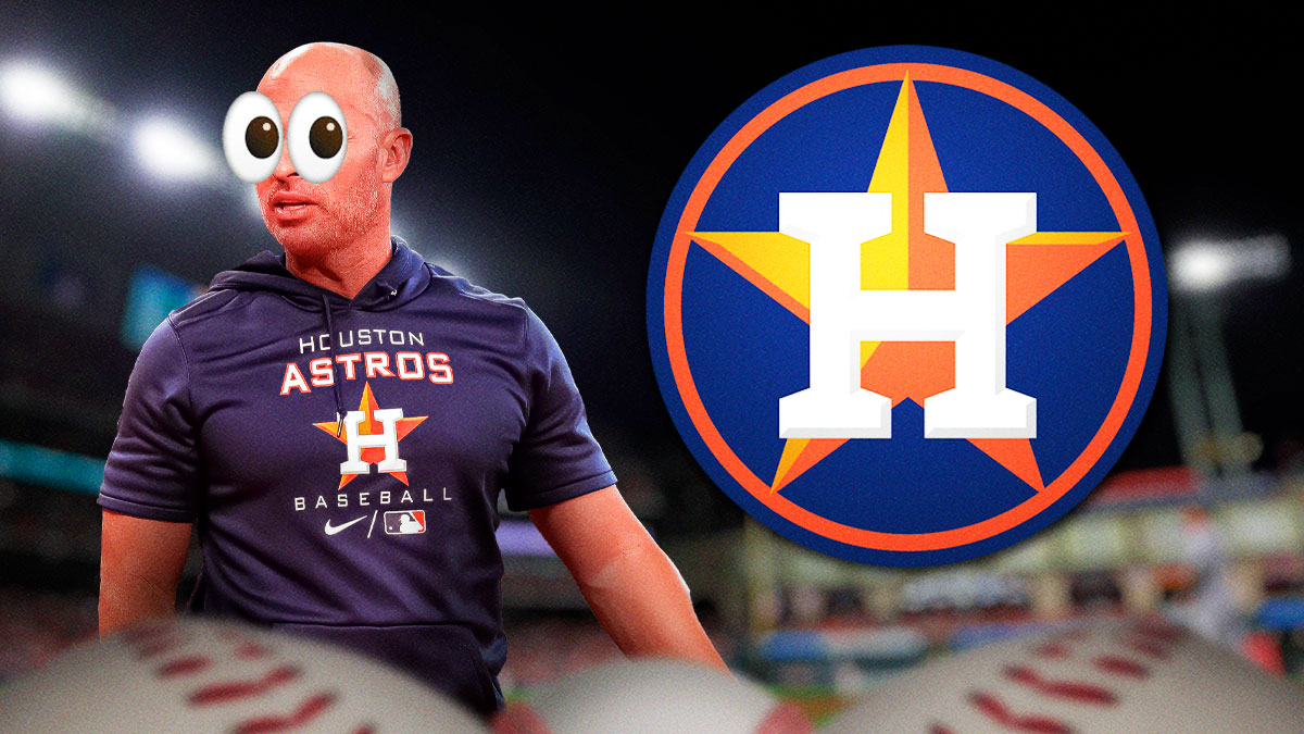 Jose Espada with emoji eyes next to an Astros logo