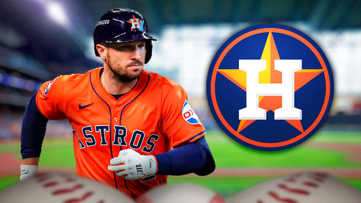 Alex Bregman next to Astros logo