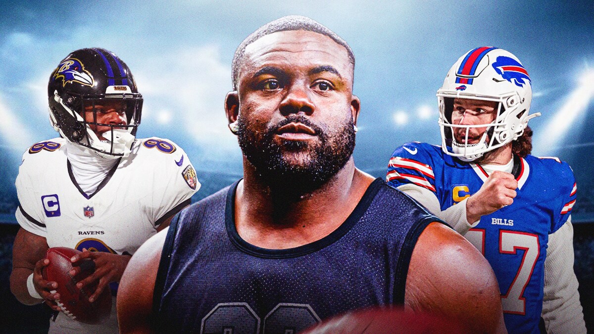 Mark Ingram in street clothes, Josh Allen, Lamar Jackson.