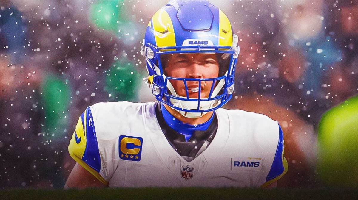 Rams, Matthew Stafford, Matthew Stafford Rams, Matthew Stafford contract, Matthew Stafford future, Matthew Stafford with Rams stadium in the background