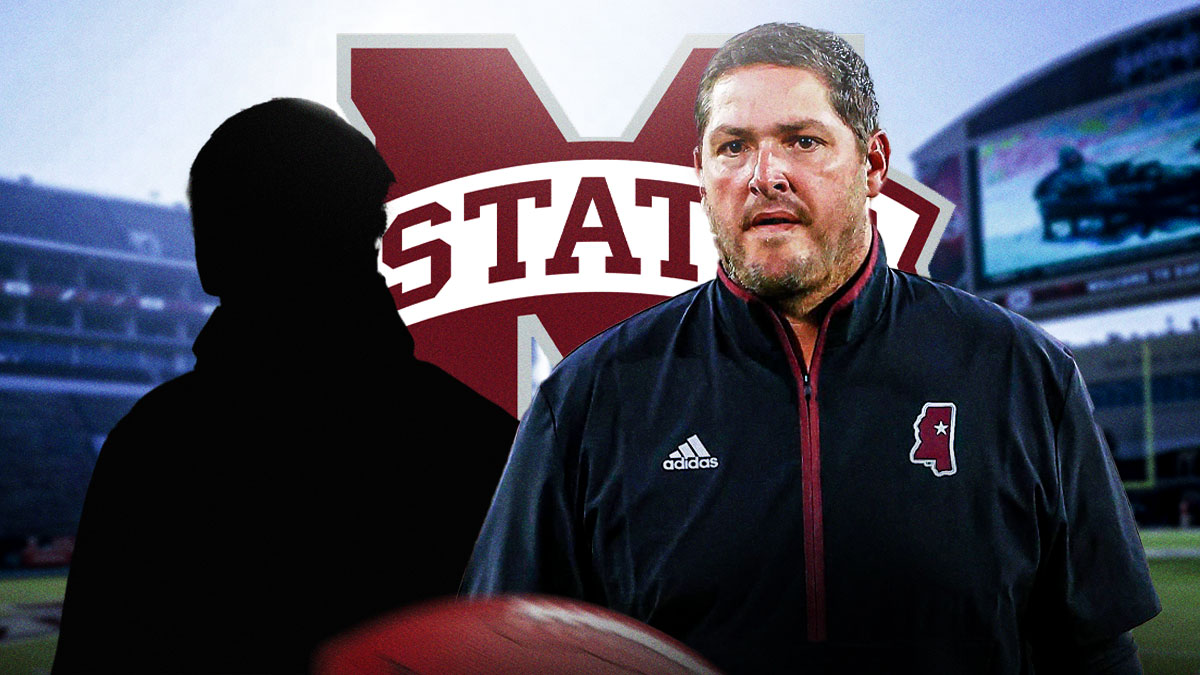 Jeff Lebby, silhouette of Mike MacIntyre, Mississippi State Bulldogs logo