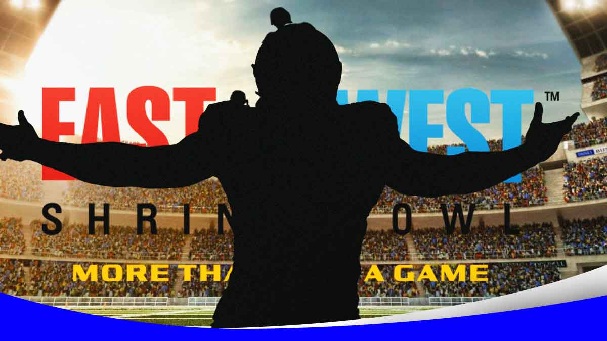 Silhouette of Jordan Phillips, East-West Shrine Bowl logo