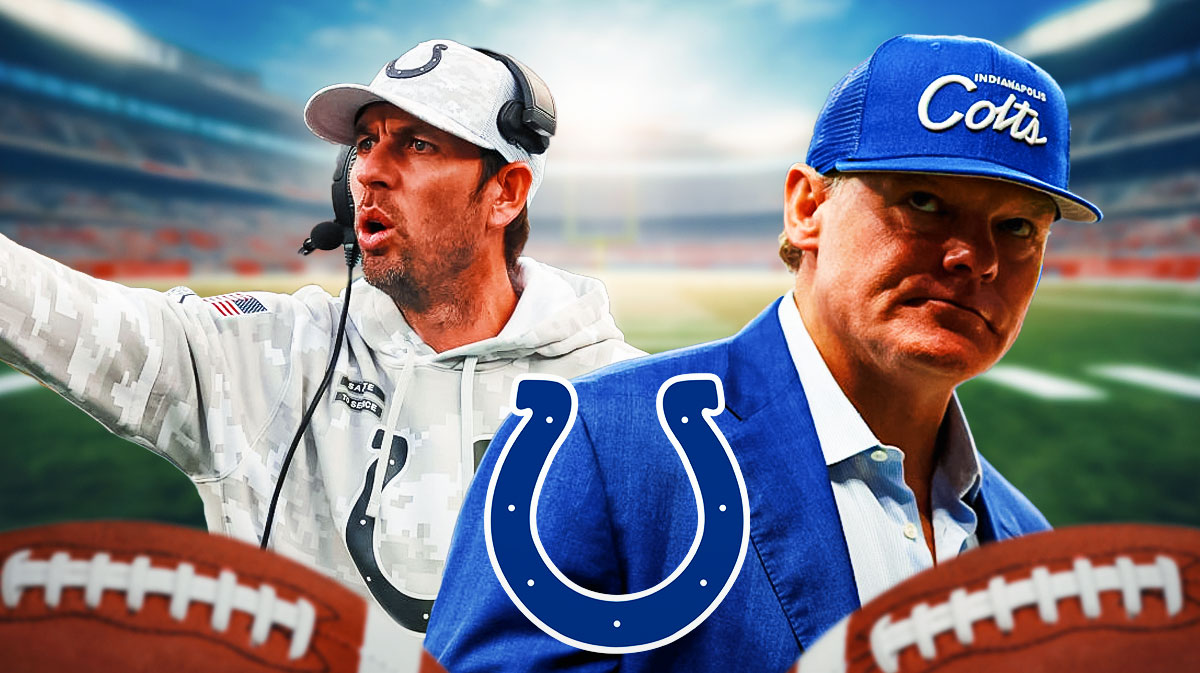 Chris Ballard and Shane Steichen next to Colts logo.