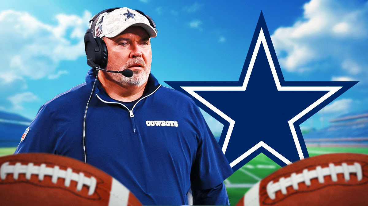 Former Dallas Cowboys head coach Mike McCarthy with the Dallas Cowboys logo
