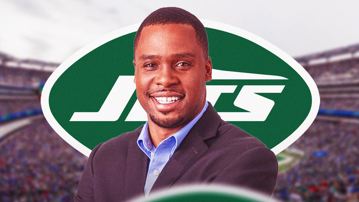 Trey Brown with a Jets logo in the background.