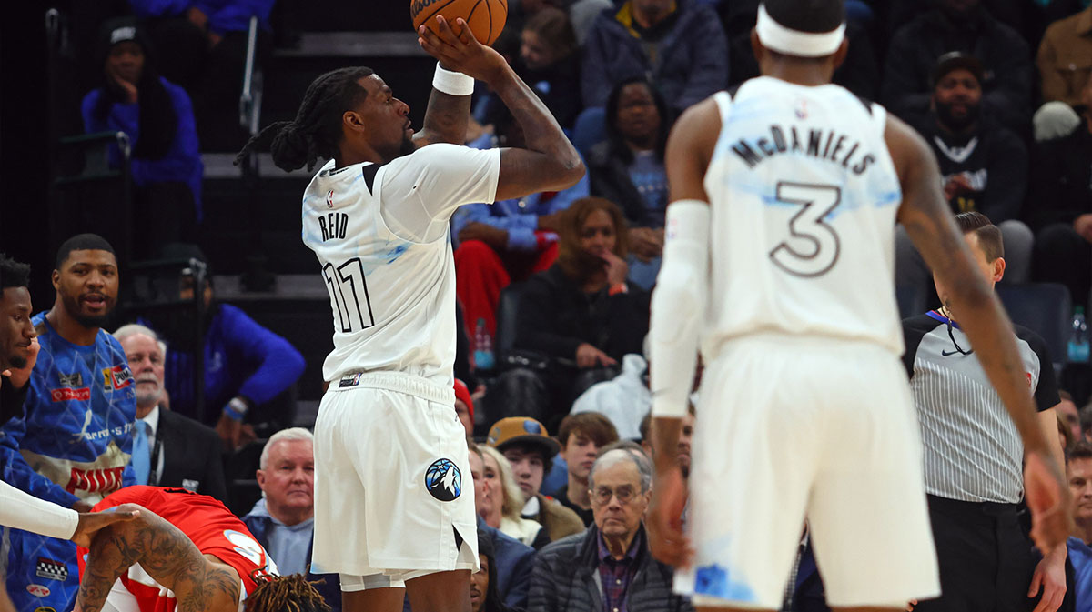 Minnesota Timberwolves center Naz Reed (11) shoots for a three during the first half against the Memphis Grizzlies at the FedExForum.