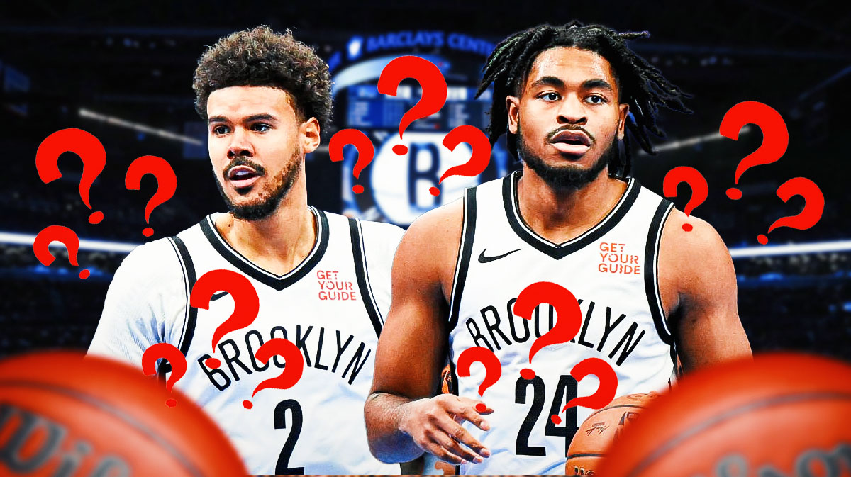 Cam Johnson and Cam Thomas with question marks around them