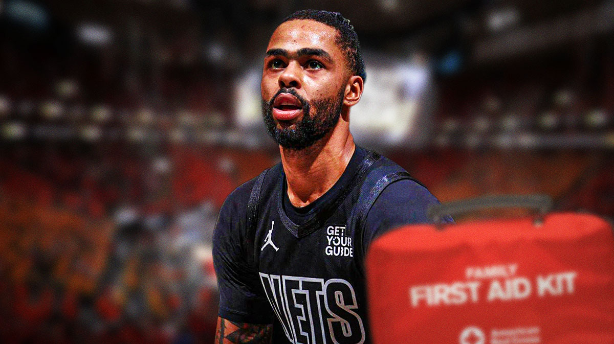 D'Angelo Russell with a medical sign
