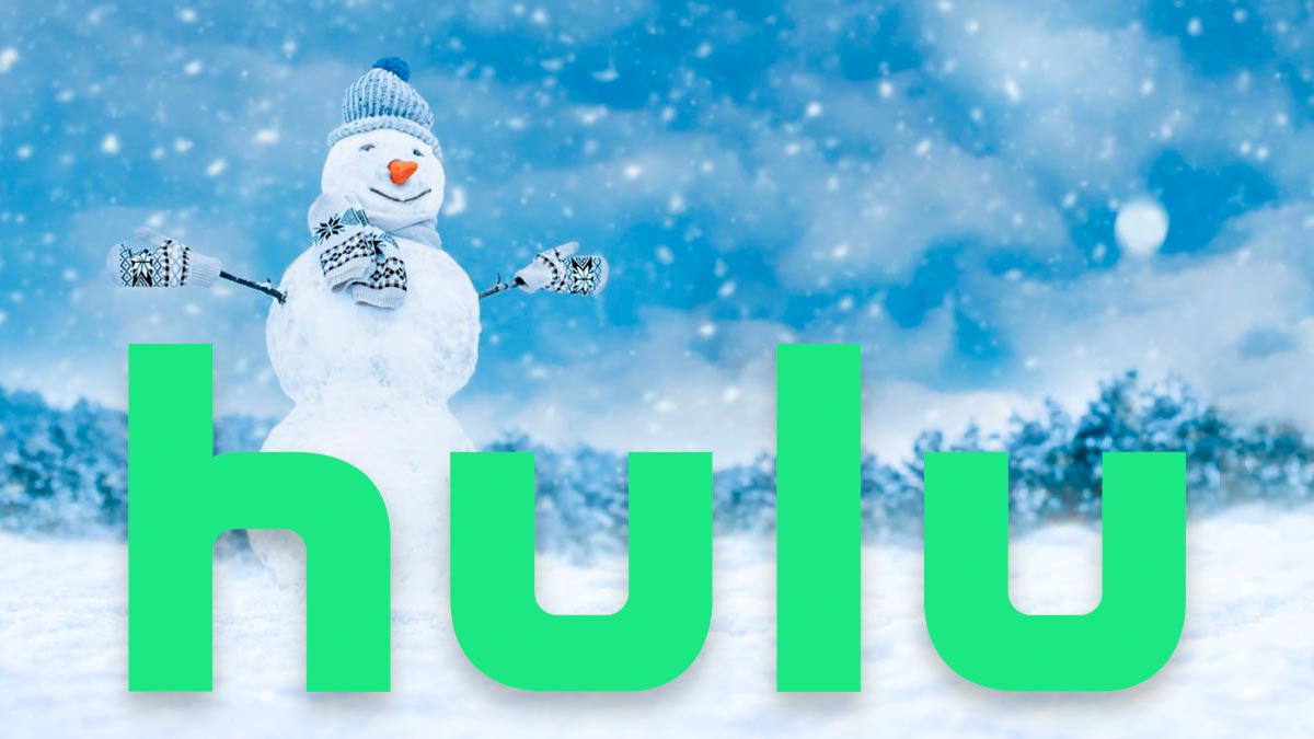 Hulu logo in front of a snowman.