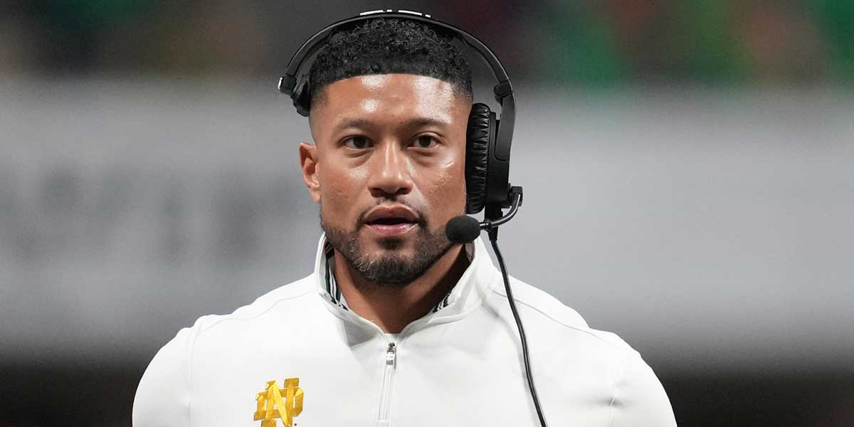 Notre Dame head coach Marcus Freeman