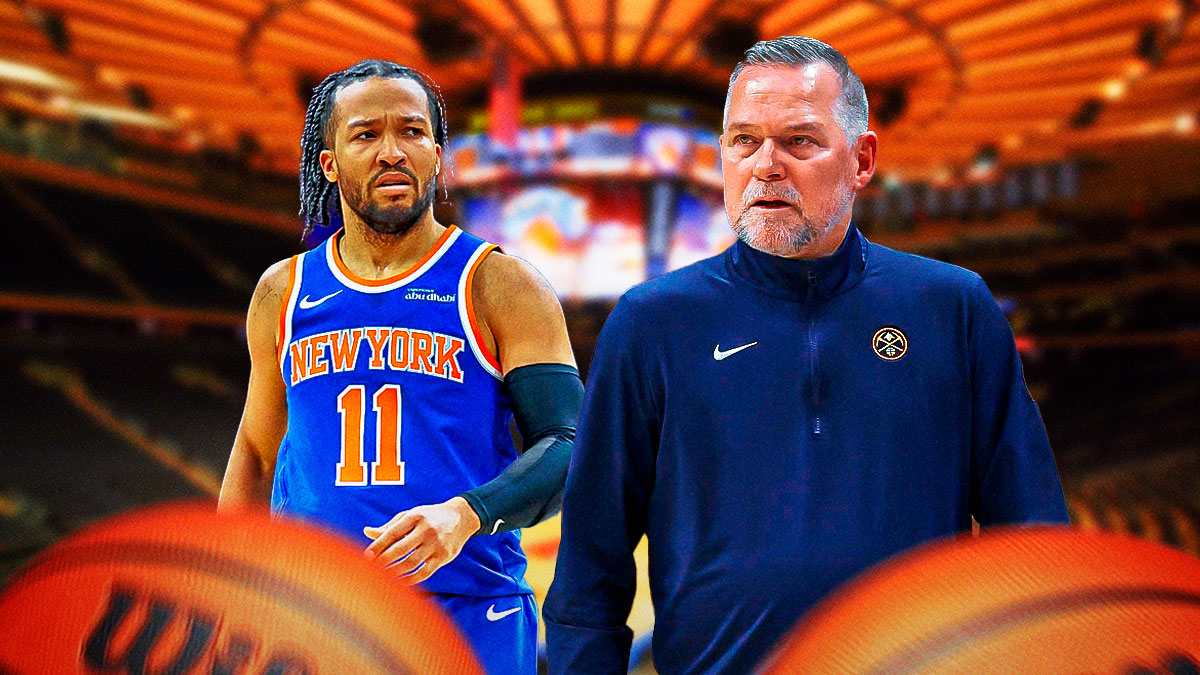 Michael Malone, Jalen Brunson. Madison Square Garden in the background