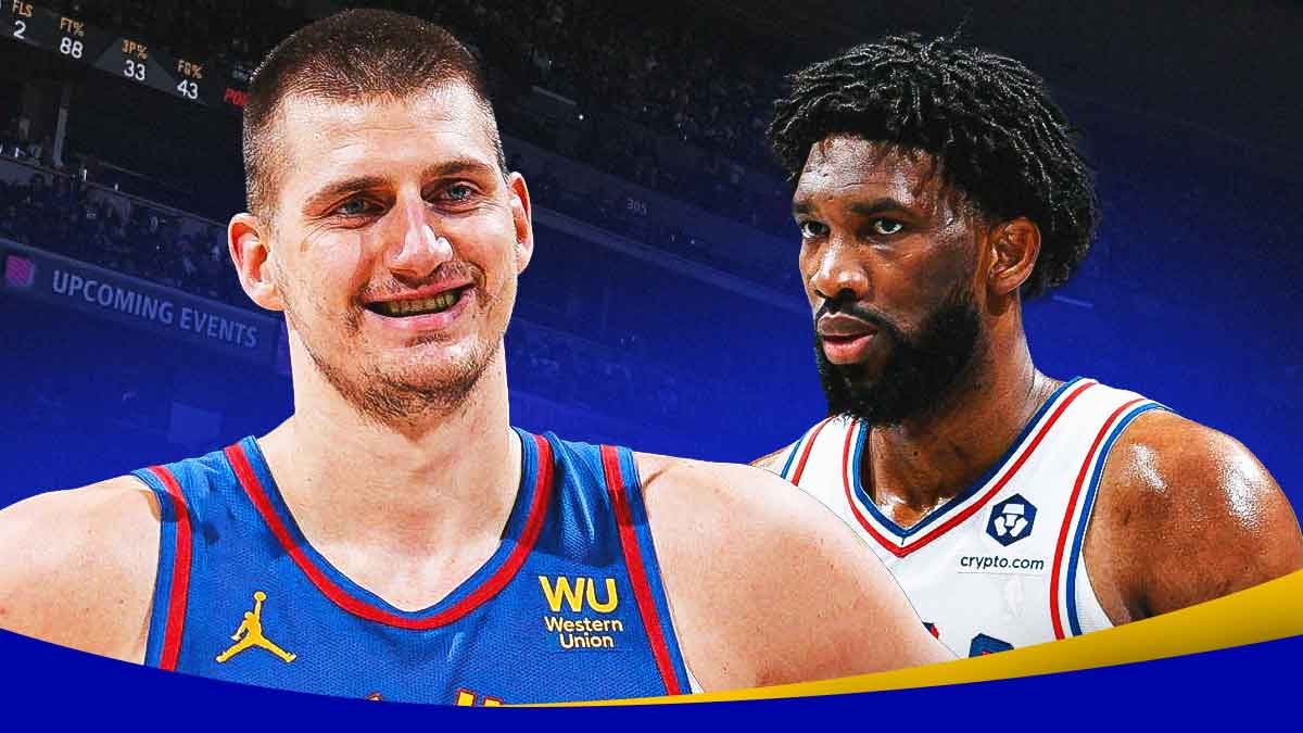 76ers' Joel Embiid and Nuggets' Nikola Jokic smiling together