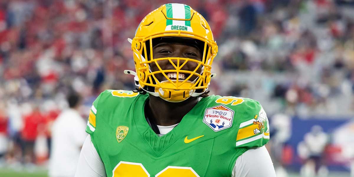 Oregon Ducks defensive lineman My'Keil Gardner (93) against the Liberty Flames during the 2024 Fiesta Bowl at State Farm Stadium.