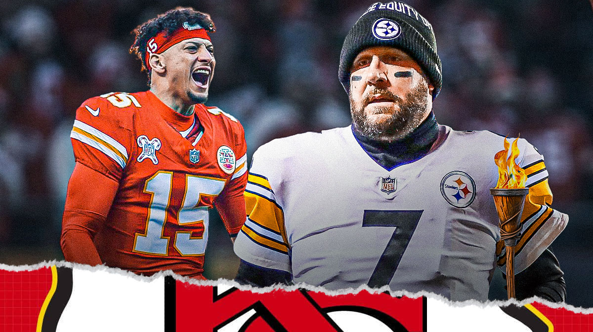 Pittsburgh Steelers QB Ben Roethlisberger passing torch to Kansas Chiefs QB Patrick Mahomes.
