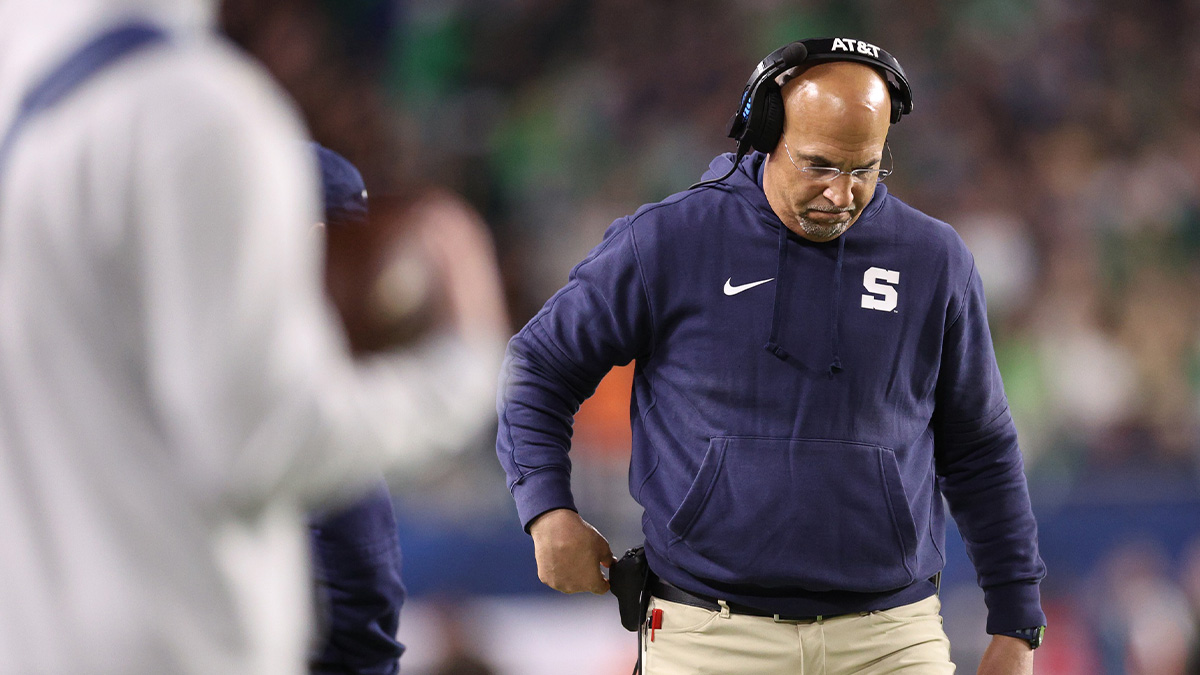 Penn State Nittany Lions head coach James Franklin reacts in the second half against the Notre Dame Fighting Irish in the Orange Bowl at Hard Rock Stadium.