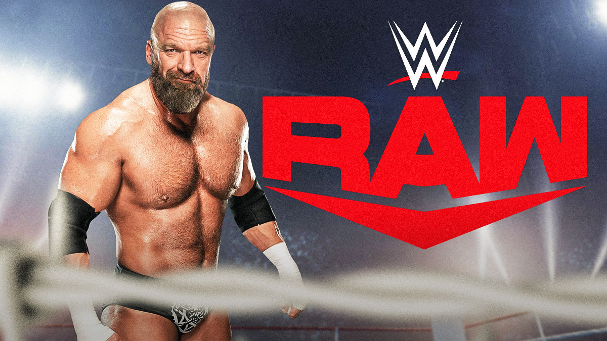 Triple H in front of the RAW logo