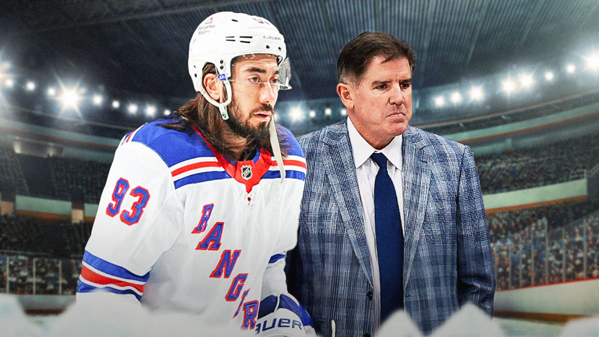 Rangers forward Mika Zibanejad and coach Peter Laviolette