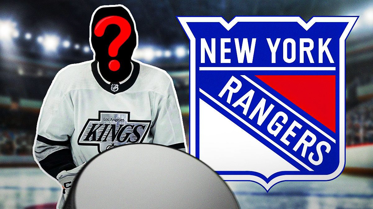 Silhouette of Arthur Kaliyev next to NY Rangers logo