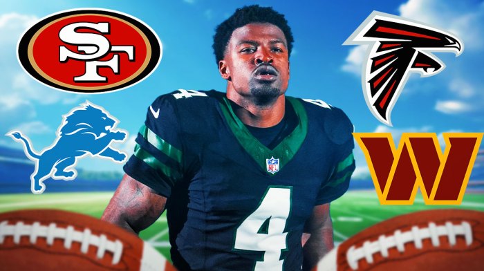 DJ Reed surrounded by Falcons, 49ers, Lions, and Commanders logos