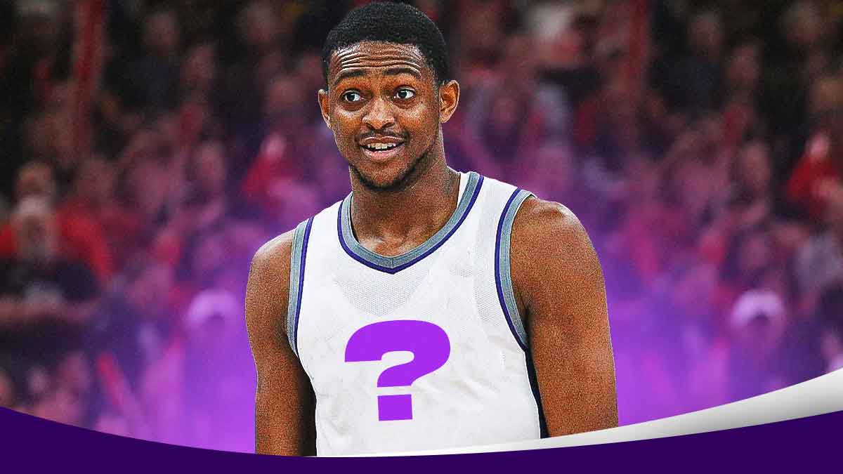 Kings' De'Aaron Fox, Golden 1 Center behind him