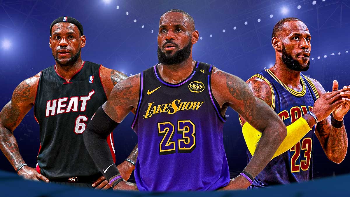 LeBron James playing for the Heat, Lakers, and Cavaliers.