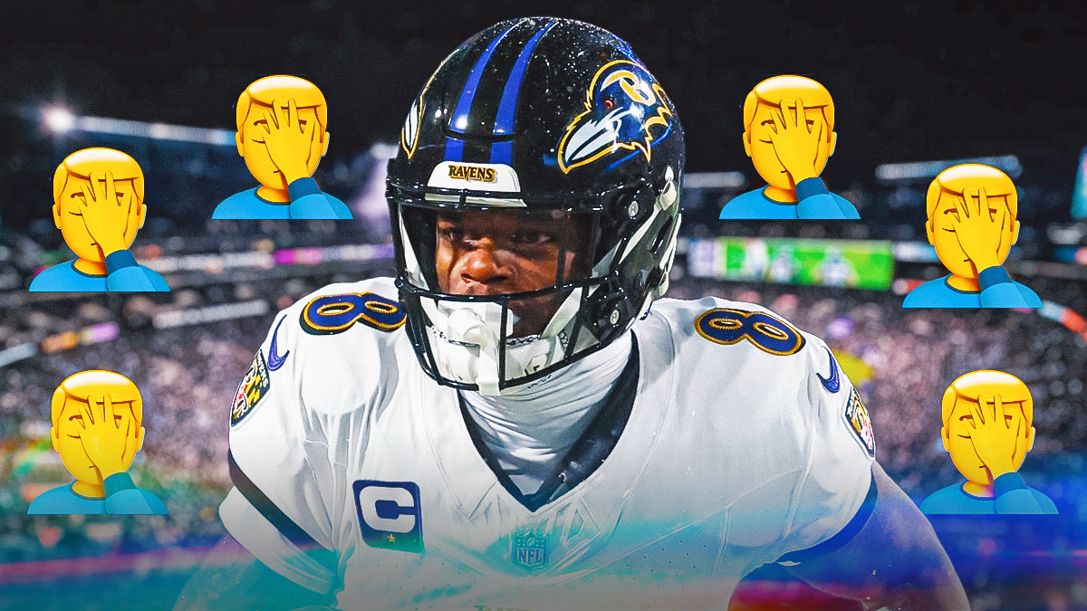 Ravens QB Lamar Jackson surrounded by face-palm emojis