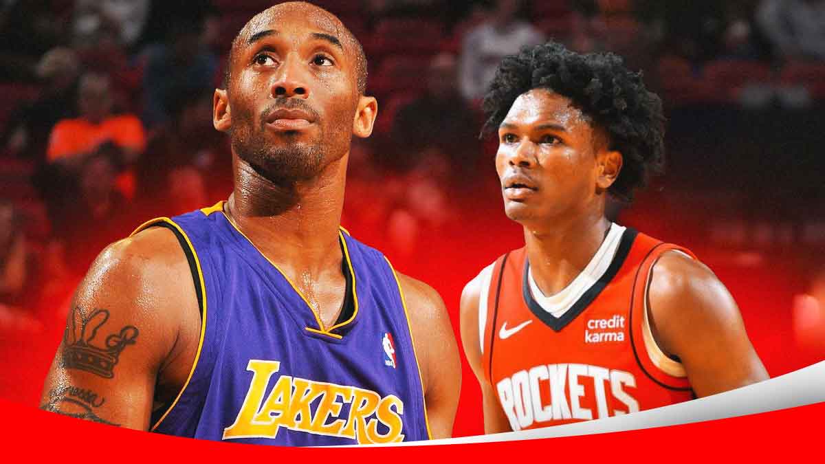 Amen Thompson looking at Kobe.