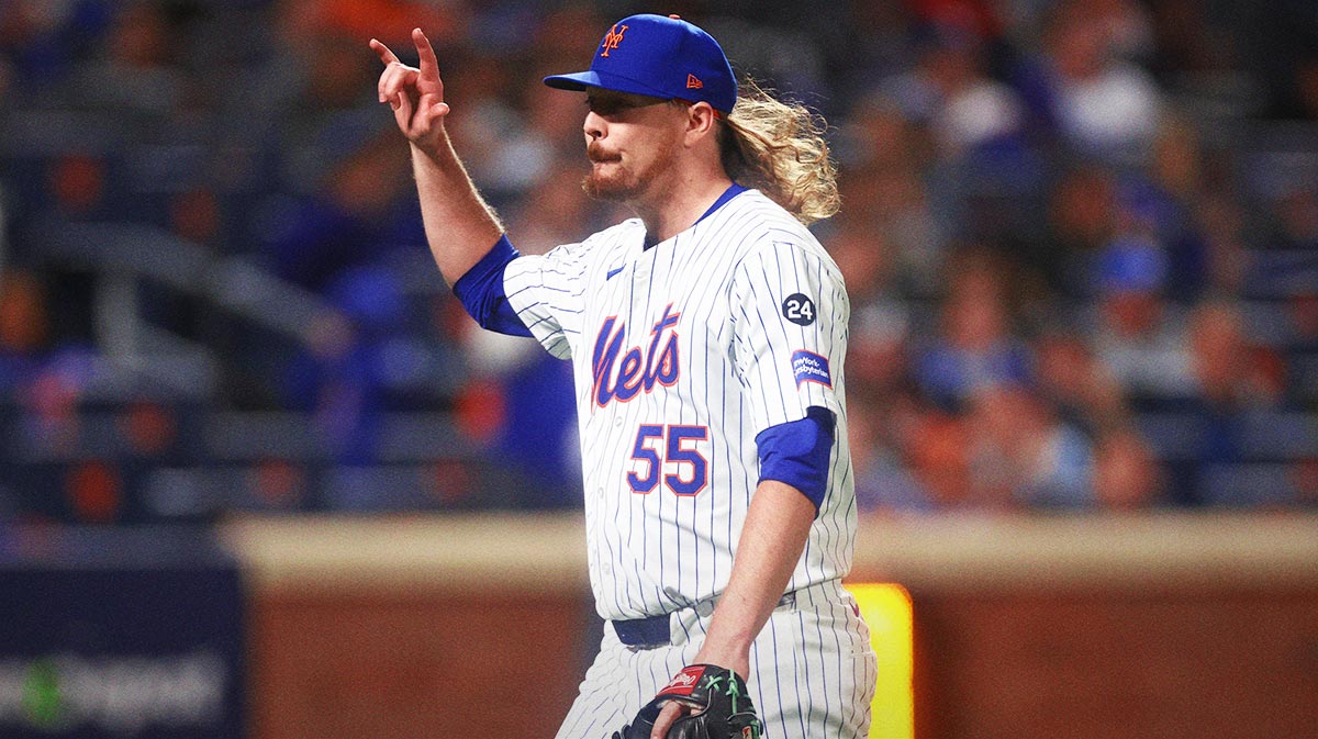 New York Mets pitcher Ryne Stanek (55) walks off the field during the sixth inning against the Los Angeles Dodgers during game five of the NLCS for the 2024 MLB playoffs at Citi Field.