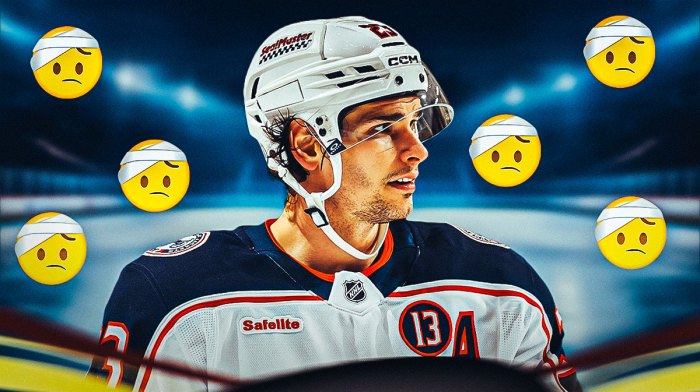 Sean Monahan with injury emojis all around