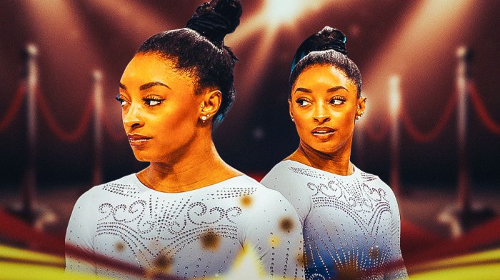Simone Biles in Olympic gear.
