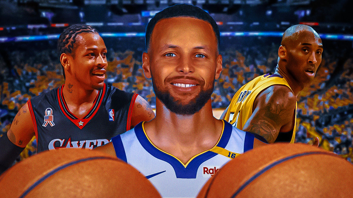 Warriors' Stephen Curry with Allen Iverson and Kobe Bryant