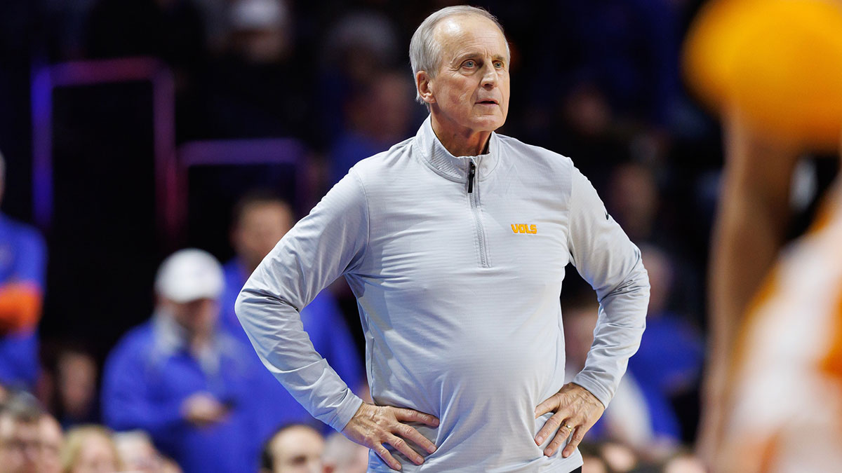 Tennessee Volunteers head coach Rick Barnes looks on against the Florida Gators during the first half at Exactech Arena at the Stephen C. O'Connell Center.