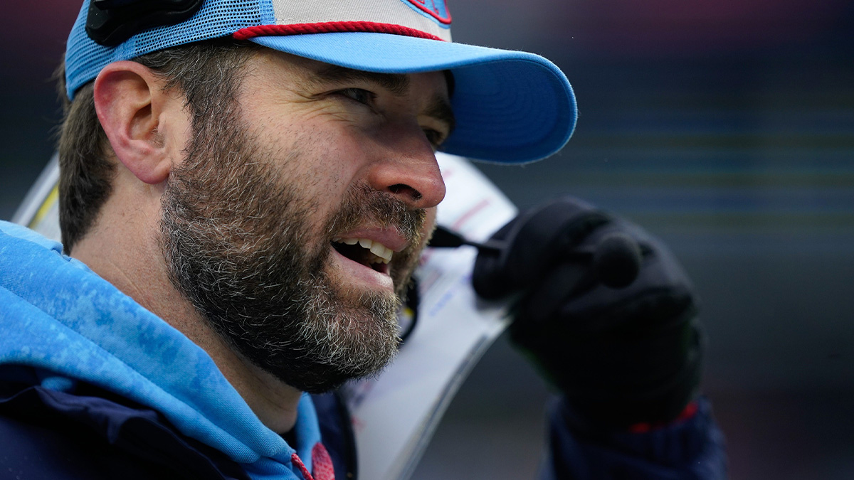 Tennessee Titans head coach Brian Callahan looks on as they play the Houston Texans during the third quarter at Nissan Stadium in Nashville, Tenn., Sunday, Jan. 5, 2025.