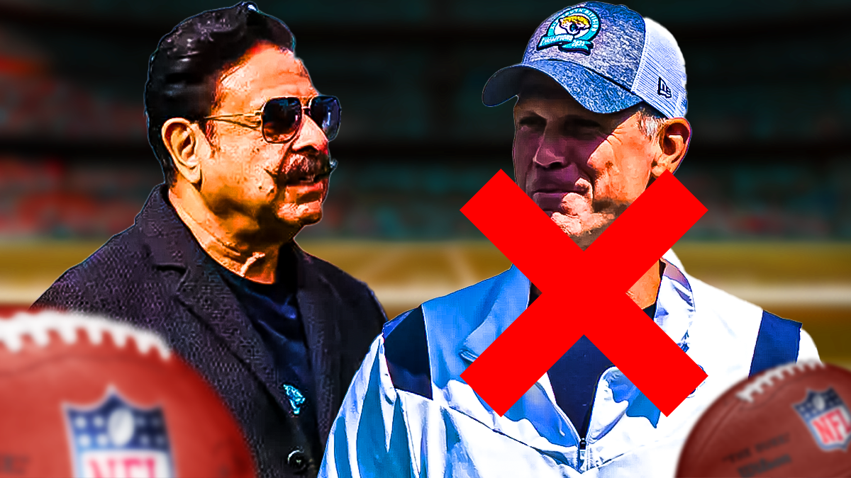 Jaguars' Shahid Khan and Trent Baalke with a red X over Baalke