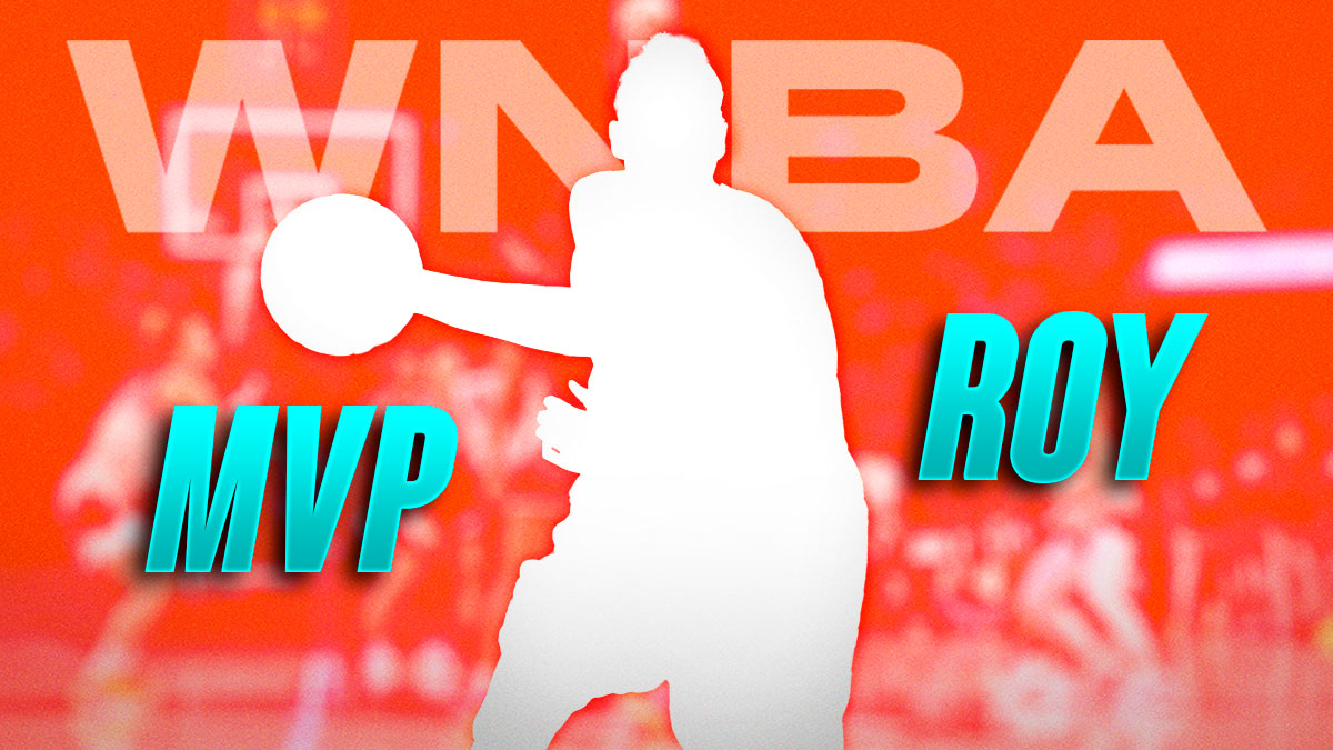 WNBA background, silhouette of Candace Parker in the middle with "MVP" on one side and "ROY" on the other