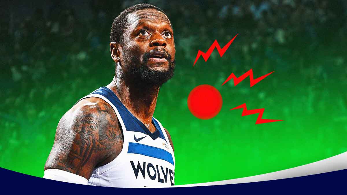 Timberwolves' Julius Randle with pain symbol next to him