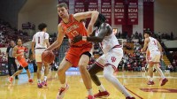 Illinois Fighting Illini center Tomislav Ivisic (13) goes to the basket against Indiana Hoosiers center Oumar Ballo (11) during the second half at Simon Skjodt Assembly Hall.